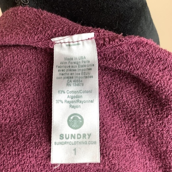 SUNDRY BURGUNDY STRIPES CUFF SWEATER - Picture 9 of 10